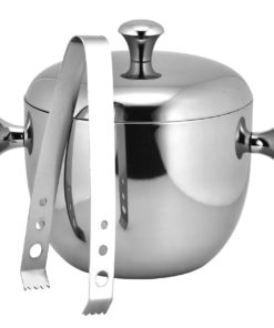 Ice Bucket With Tongs In Nickel d18xh20cm 690-706