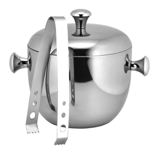 Ice Bucket With Tongs In Nickel d18xh20cm 690-706