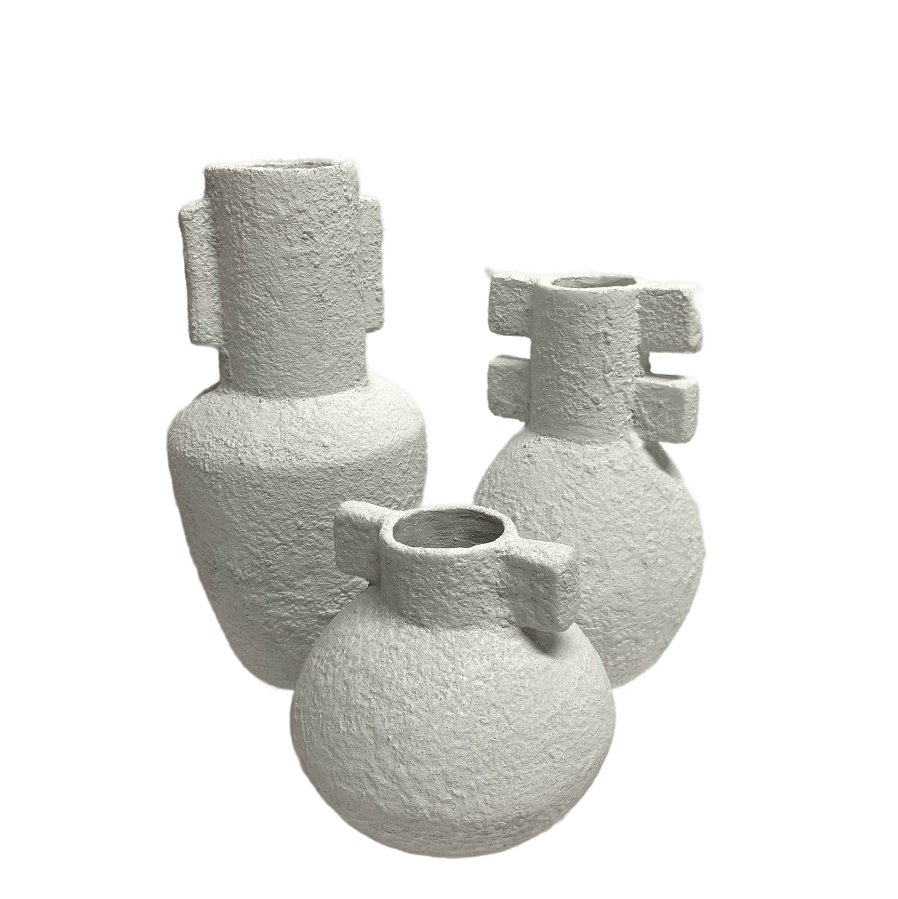 Vase Rough White  Ecomix H25cm 610-077