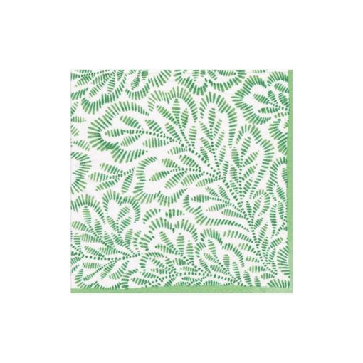 Napkin Green Block Print Leaf 16981c