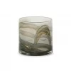 Thick Votive Cylinder Brown/Green 14x15cm DCG1118