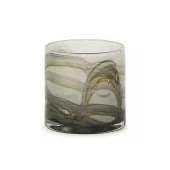 Thick Votive Cylinder Brown/Green 14x15cm DCG1118