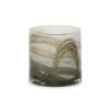 Thick Votive Cylinder Brown/Green 14x15cm DCG1118