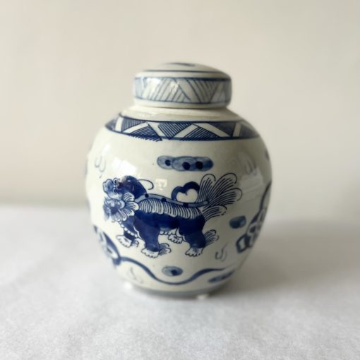 Flower pot ss Fu dog blu.248/fd