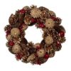 T 76517 Cherry Berry Pinecone Wreath 34cm