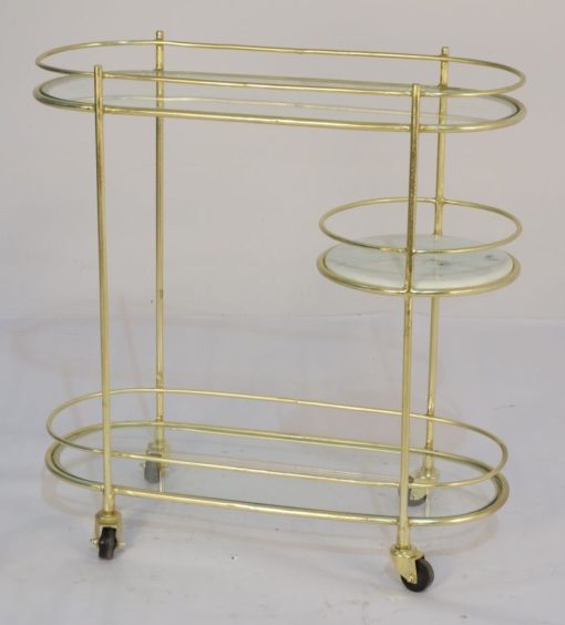 Oval Trolley Ant. Gold/ Glass 75,5x34xh77,5cm 675-228