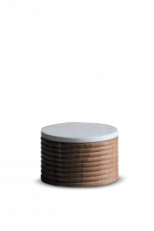 Wooden Pot W/ Marble Lid 12xh8cm