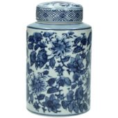 Jar Blue & White 14x8xh8cm Lev-4840