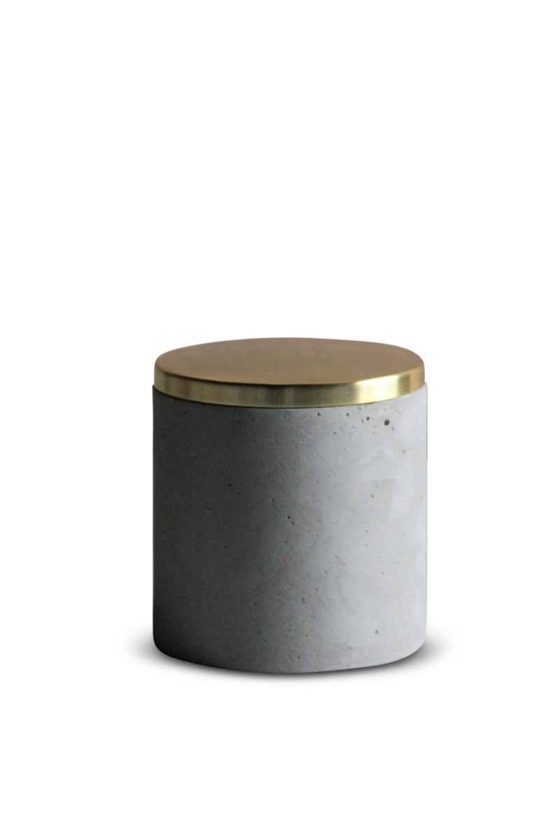 Concrete Pot W/ Gold Lid 12xh12,5cm