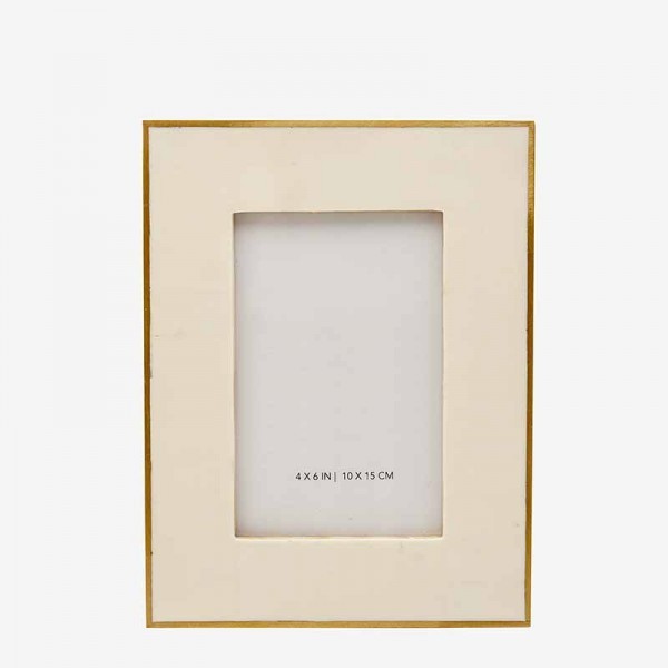 White Resin Photoframe With Gold 10x15cm 0372503