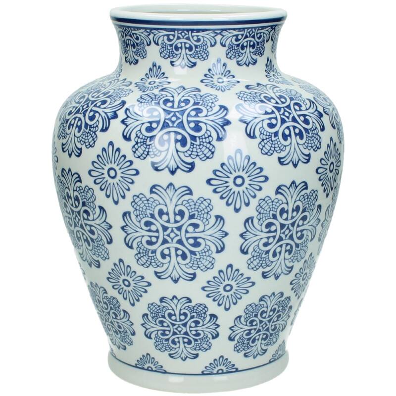Vase Blue & White 21xh28cm Wer-0339