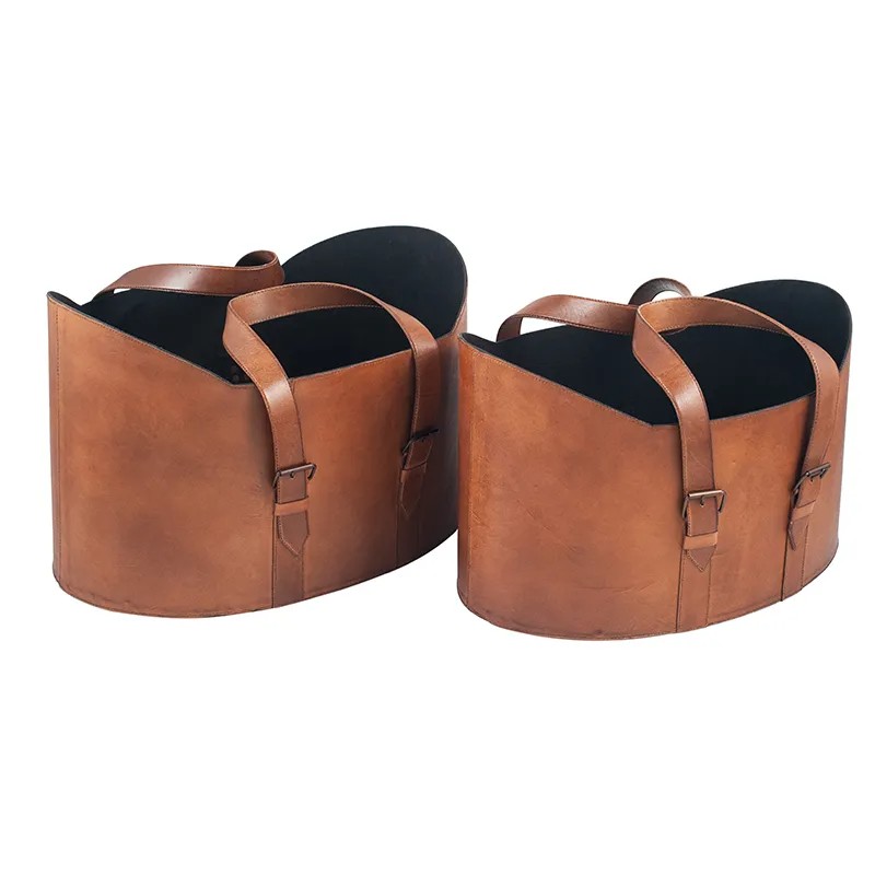 Alessio Vintage Brown Leather Storage W/ Handles  M 15-271-VB