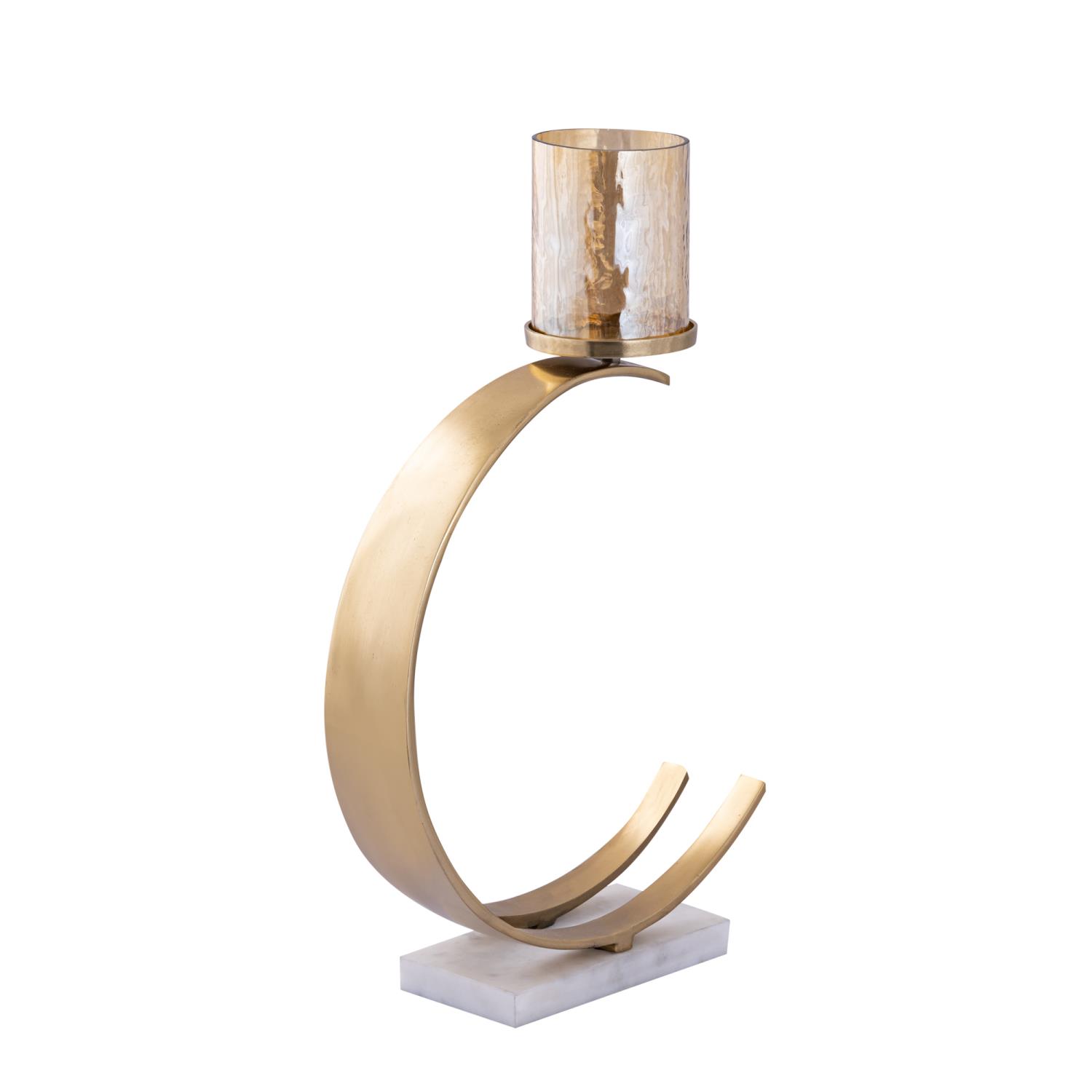 Candle Holder Gold Marble M 718439