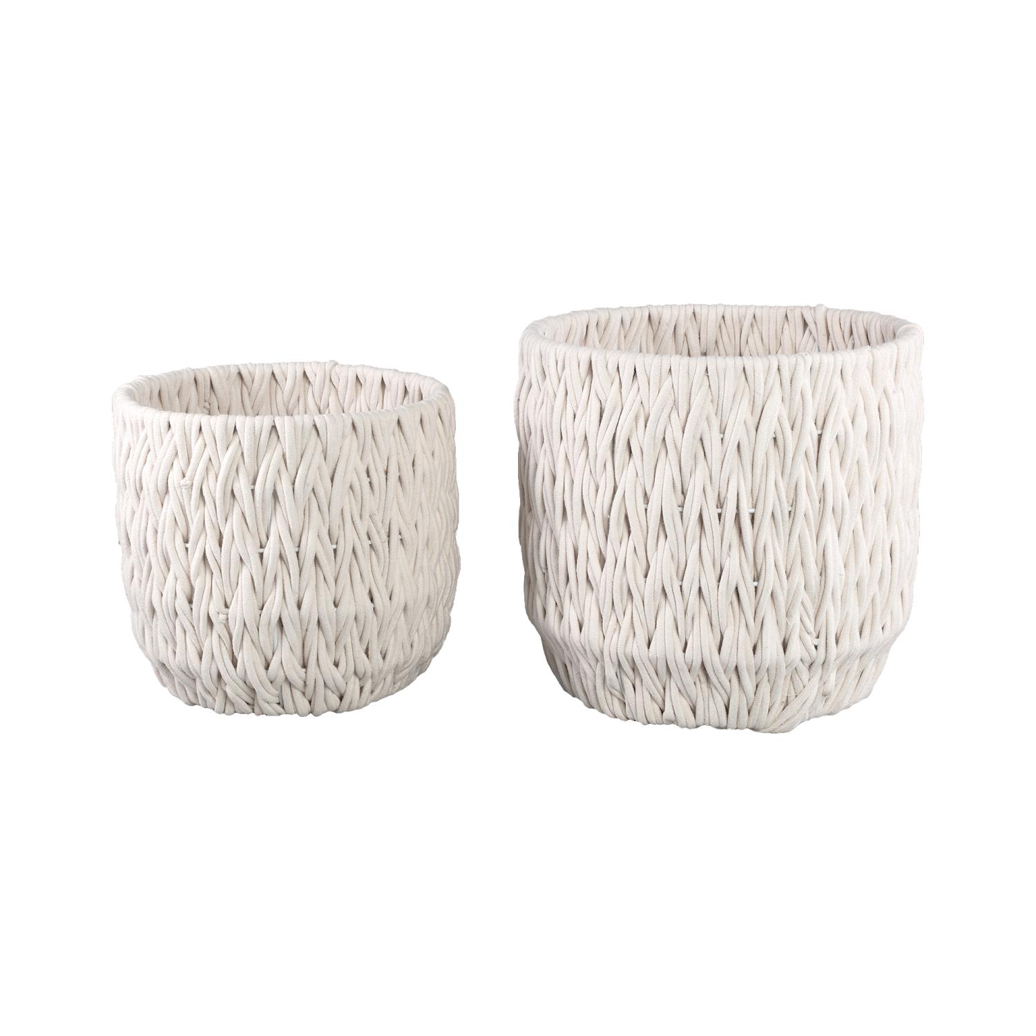 Basket White Linen Rope Low S 720288