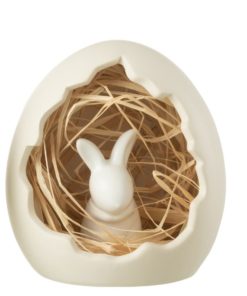Rabbit In Egg Beige with white rabbit 11x10xh12cm 40442