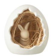 Rabbit In Egg White with beige rabbit 11x10xh12cm 40442