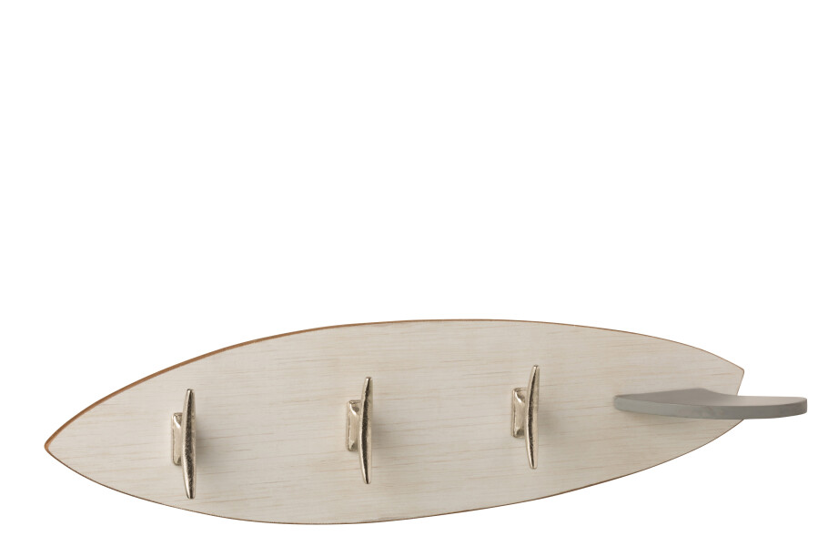 Surfboard Hanger 3 Wood Beige Metal 66x11cm 12170