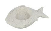 Fish Sand Glaze White 12x8cm 40380