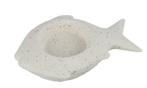 Fish Sand Glaze White 12x8cm 40380