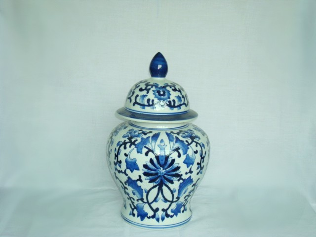Jar Porcelain White & Blue "Ming" h35cm 155-002s