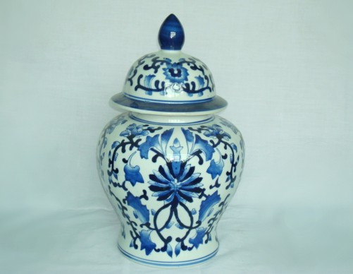 Jar Porcelain White/ Blue h45cm 155-002m