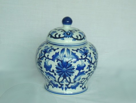 Pot Porcelain White/Blue h25cm 155-003