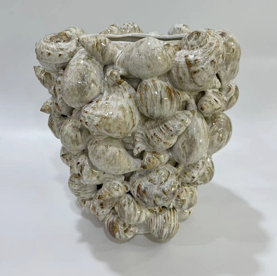 Beige Ceramic Vase Sealife 29xh28cm 270-227
