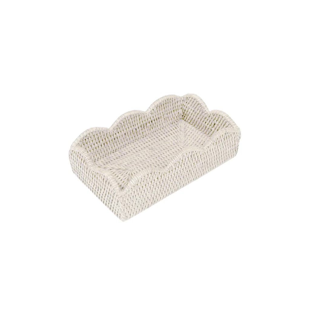 Scallop Rattan Guest Towel Holder White Hg103