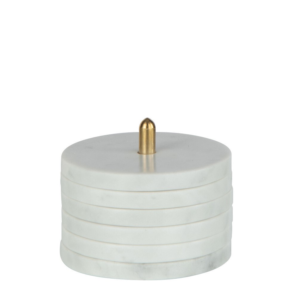 Marble Coasters Set/5 White 10x12cm 43902
