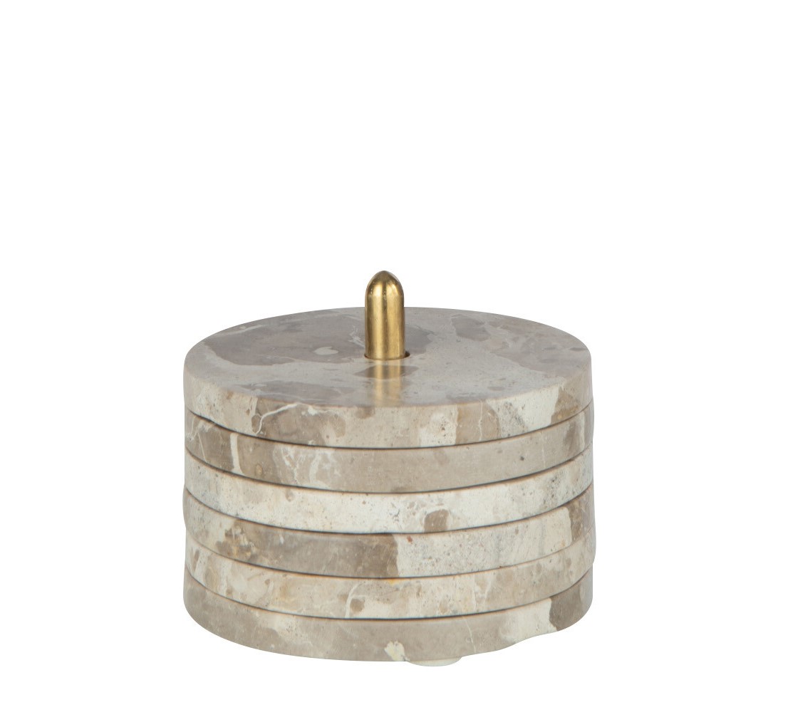 Marble Coasters Set/5 Beige 10x12cm 43915