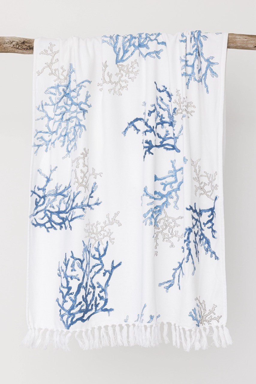 Marinette Saint-Tropez Strandteppe Blå/ Beige Korall 90x190cm