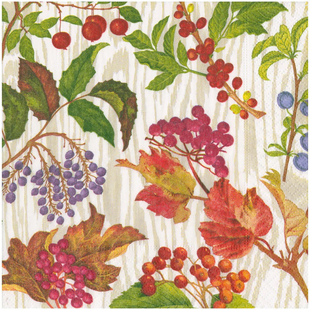 Napkin Taupe Berry Botanical 17740d