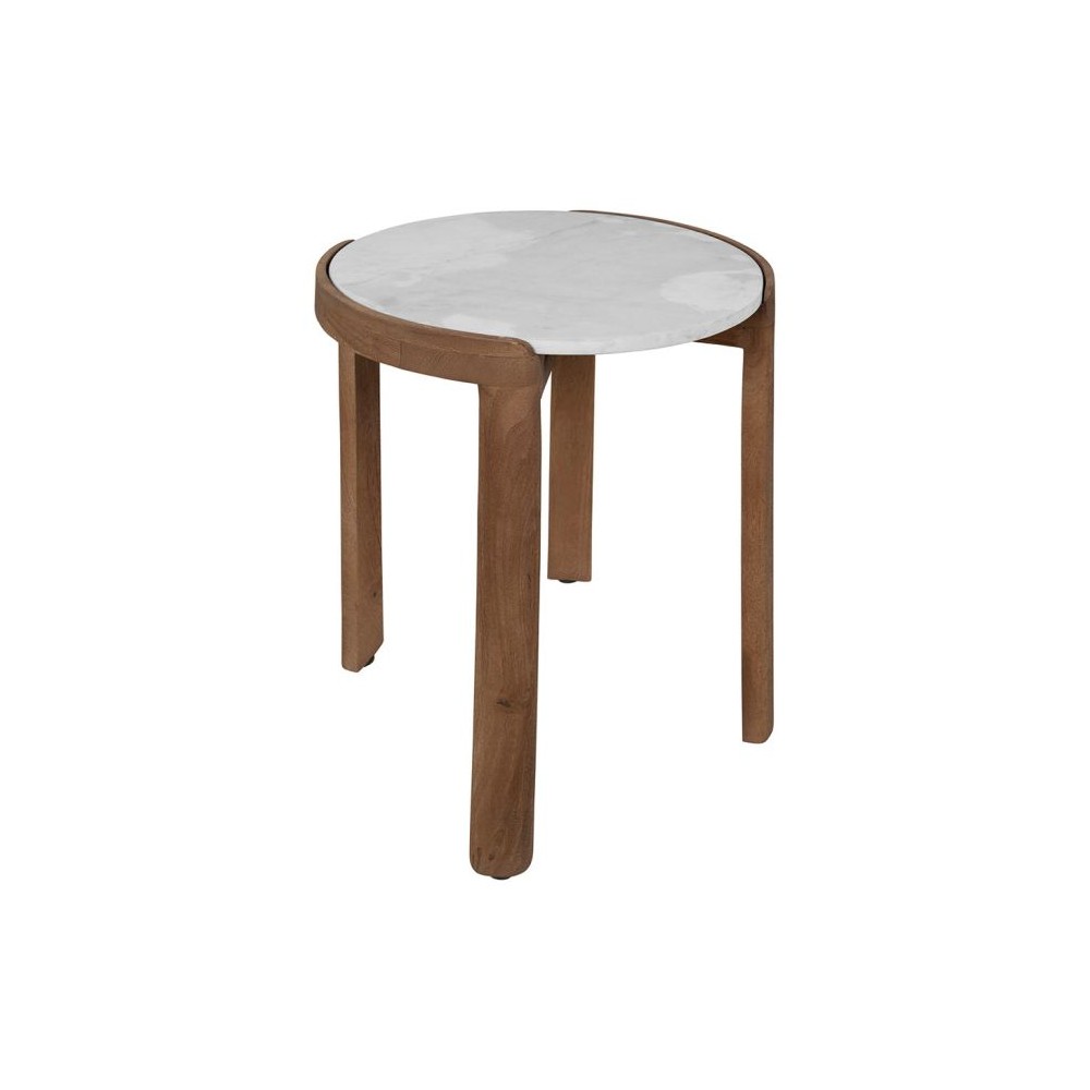 Side Table Mango Wood Marble Top. 39986