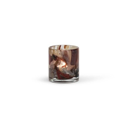 Thick Votive Cream/ Brown /Red 8,5xh9cm Dcg2042