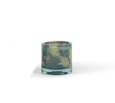 Thick Votive Cylinder Camo Bluegreen 10x10cm  dcg3006