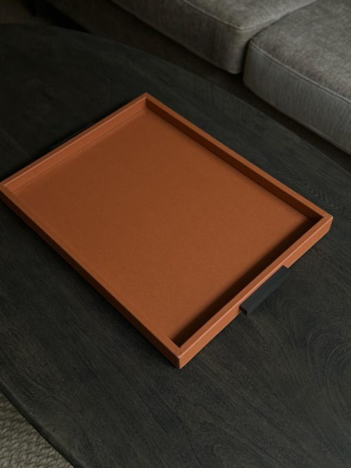 Giobagnara Deco Tray Siena Rust Bronze Handles Medium 48x35cm