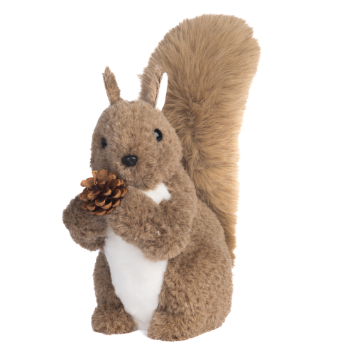 T 80060 Furry Squirrel W Pinecone Brown 30cm