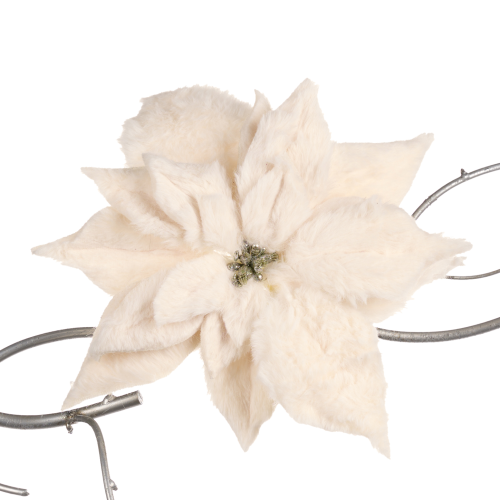 Al 75212 Poinsetta On Clip Furry Cream 23cm