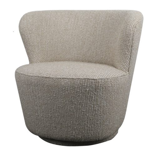 Swivel Chair Prato Latte Boucle 76x74h71cm 190-350