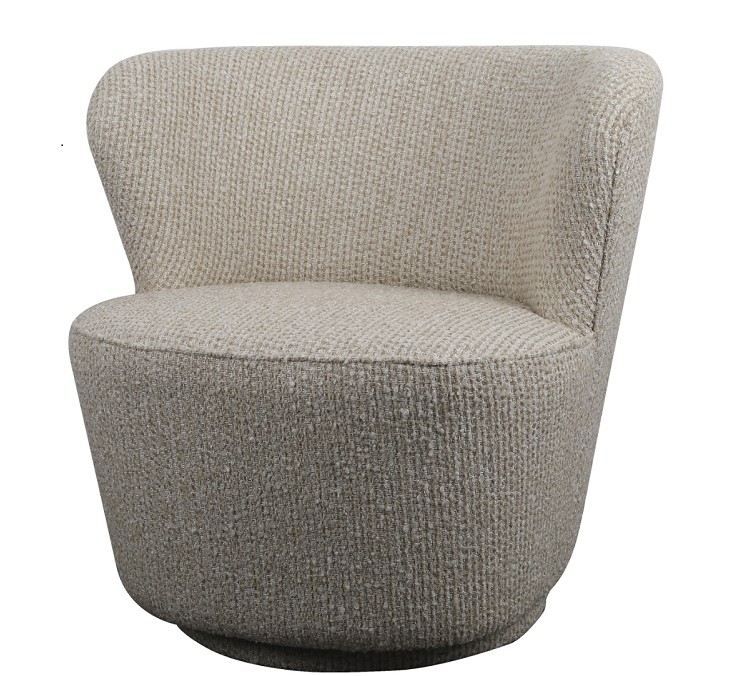 Swivel Chair Prato Latte Boucle 76x74h71cm 190-350