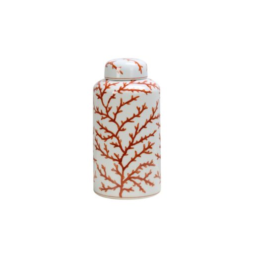 Cannister Coral White & Orange 14xh28cm 155-250