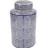 Pot W/Lid White & Blue " Faro" 18xh30cm 155-457