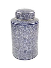 Pot W/Lid White & Blue 