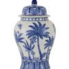 Jar "Palm" White & Blue 24xh48cm 155-612