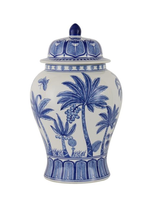 Jar "Palm" White & Blue 24xh48cm 155-612