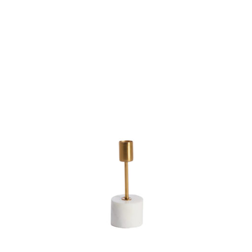 Candle Stick 5x14cm Marble White/Gold 6069446