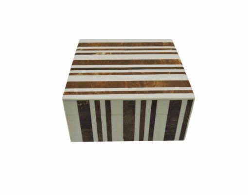 Box Sq Stripe Brown 15x15xh8cm deo015