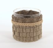 Rope Glass Votive Natural Brown 15x15cm 73444