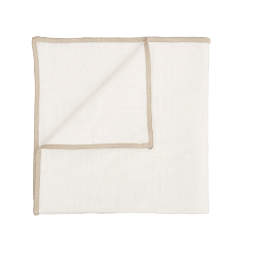 Lin/Bommullserviett Hvit M / Beige Kanting 40x40cm