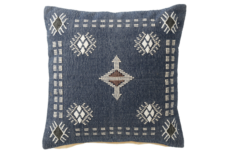 Pillow Ethnic Blue Print 45x45cm Ink Innmat 51796